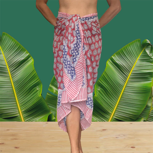 Sarong-Red Spade Flower