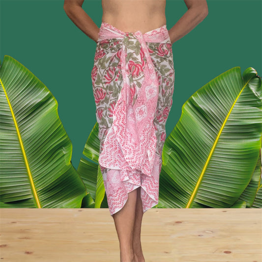 Sarong-Pink Red Fan Vine